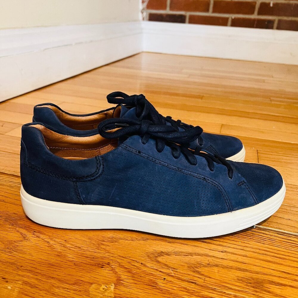 Men's 10 - 10.5 sz 44 Ecco Soft 7 Leather Shoes Sneakers Lace-Up Comfort